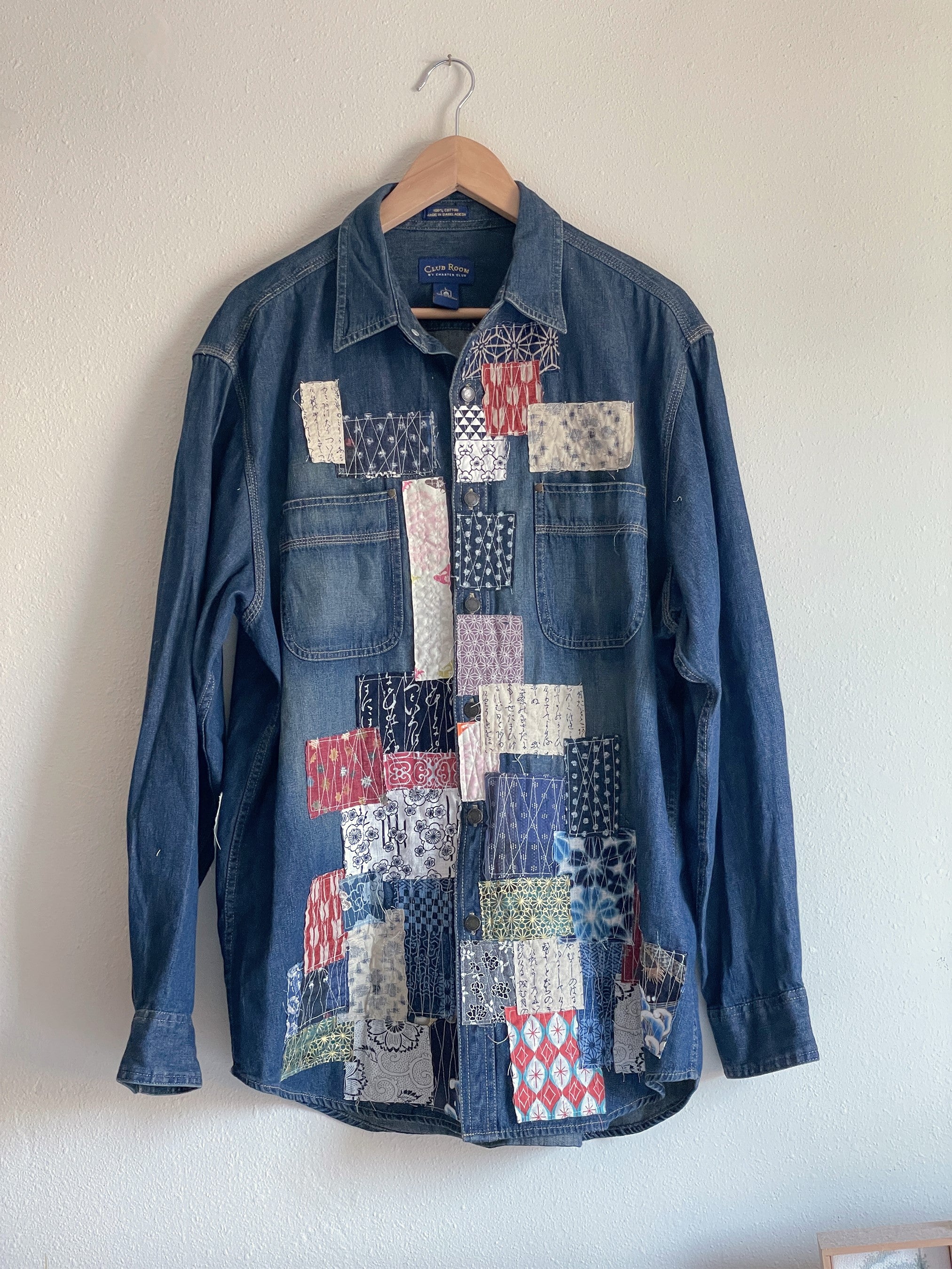 Sashiko Dark Denim Longsleeve Shirt | Pincushion Junko