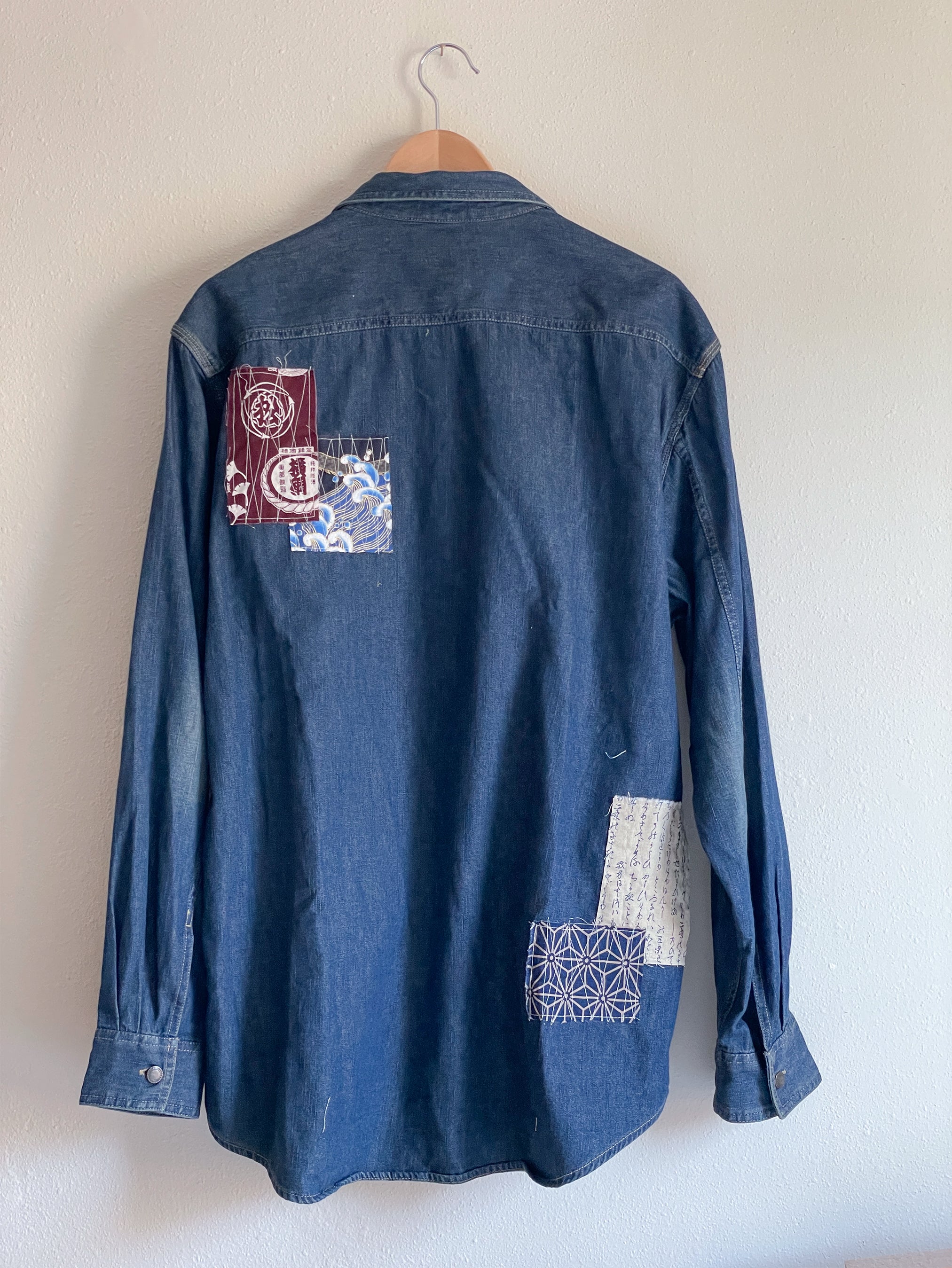 Sashiko Dark Denim Longsleeve Shirt | Pincushion Junko