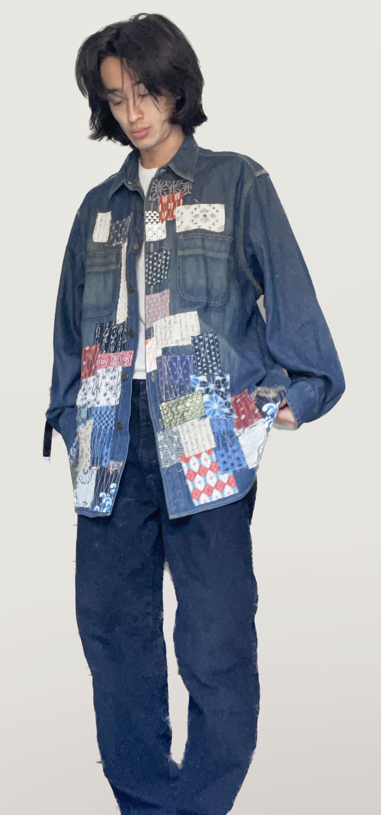 shimacco ページ Sashiko Dark Denim Longsleeve Shirt | Pincushion Junko